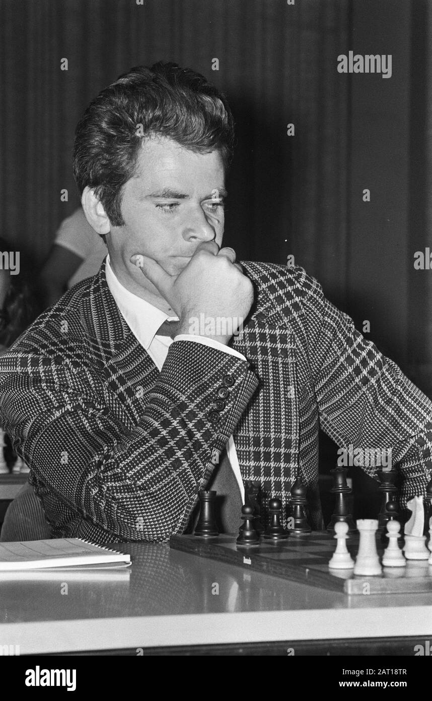Torneo Di Scacchi Ibm Primo Round, Boris Spasski Data: 17 Luglio 1973 Luogo: Amsterdam, Noord-Holland Parole Chiave: Ritratti, Scacchi, Sport Nome Utente: Spassky, Boris Foto Stock