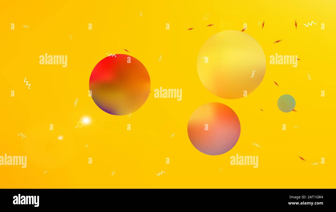 Trama di sfondo, grafica. Fantasia spaziale recente. Mesh di illustrazione colorifica comune. Di colore giallo. Un'illustrazione dello sfondo a tema spaziale. Colorfu Illustrazione Vettoriale