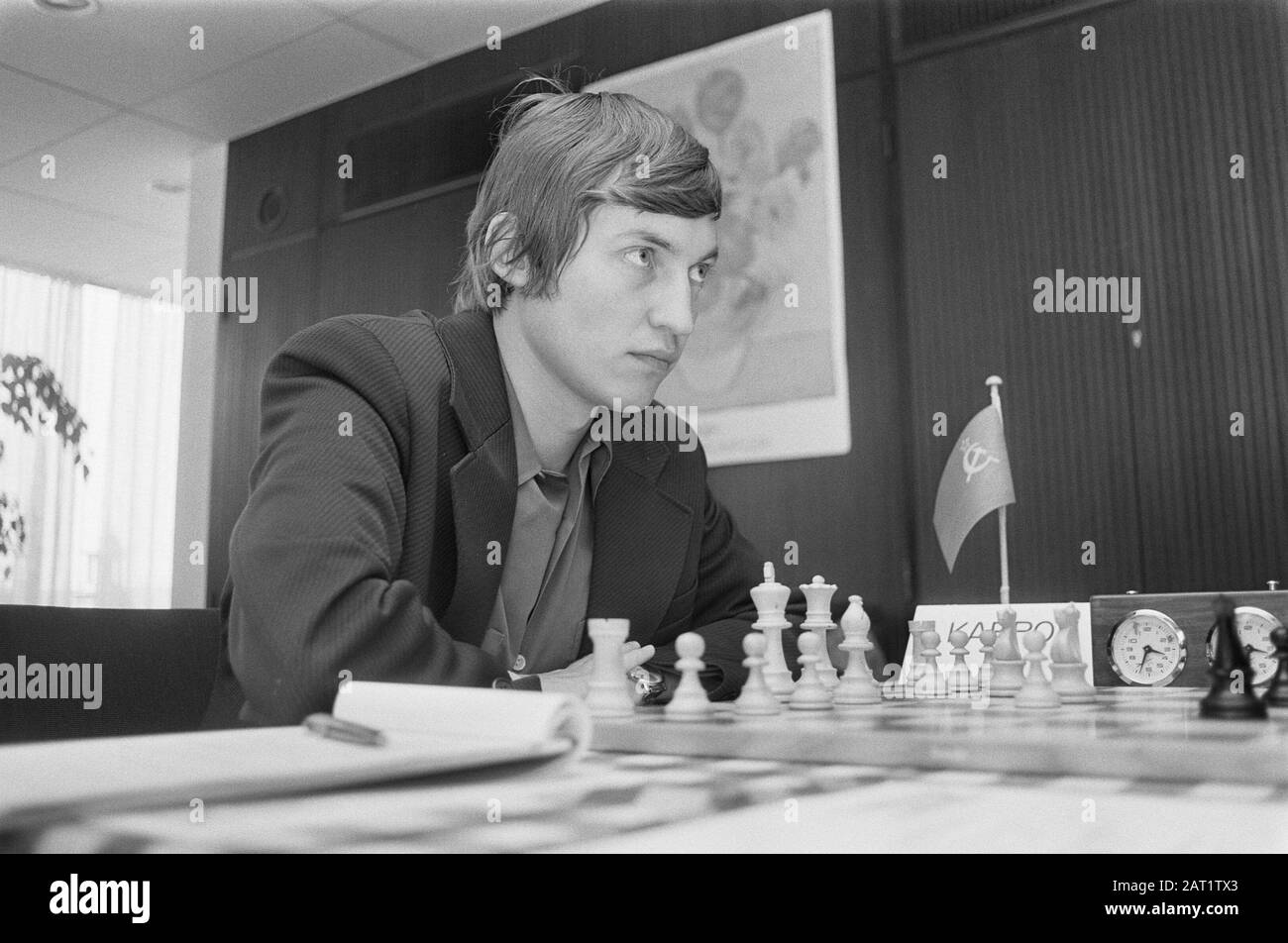 Euwe scacchi Four-camp (quarto round), Karpov kop Data: 18 maggio 1976 Parole Chiave: Scacchi Nome personale: Karpov, Anatoli Foto Stock