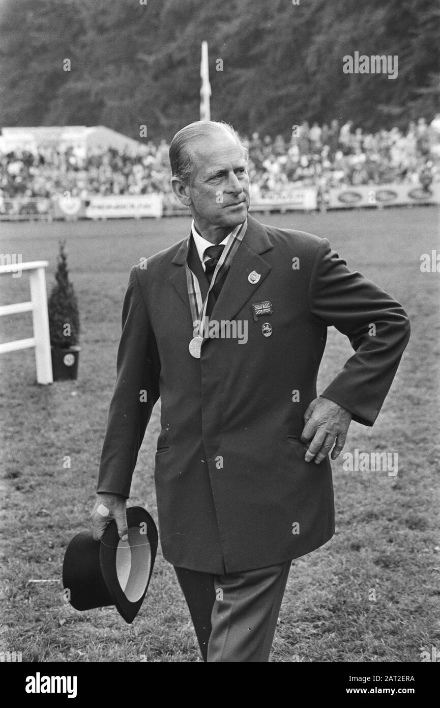 Campionato del mondo quattro-teso in Apeldoorn; Prins Phillip (Inghilterra), chiuso Data: 15 agosto 1982 Località: Apeldoorn, Gelderland Parole Chiave: VIERESTENS, Campionati del mondo Foto Stock