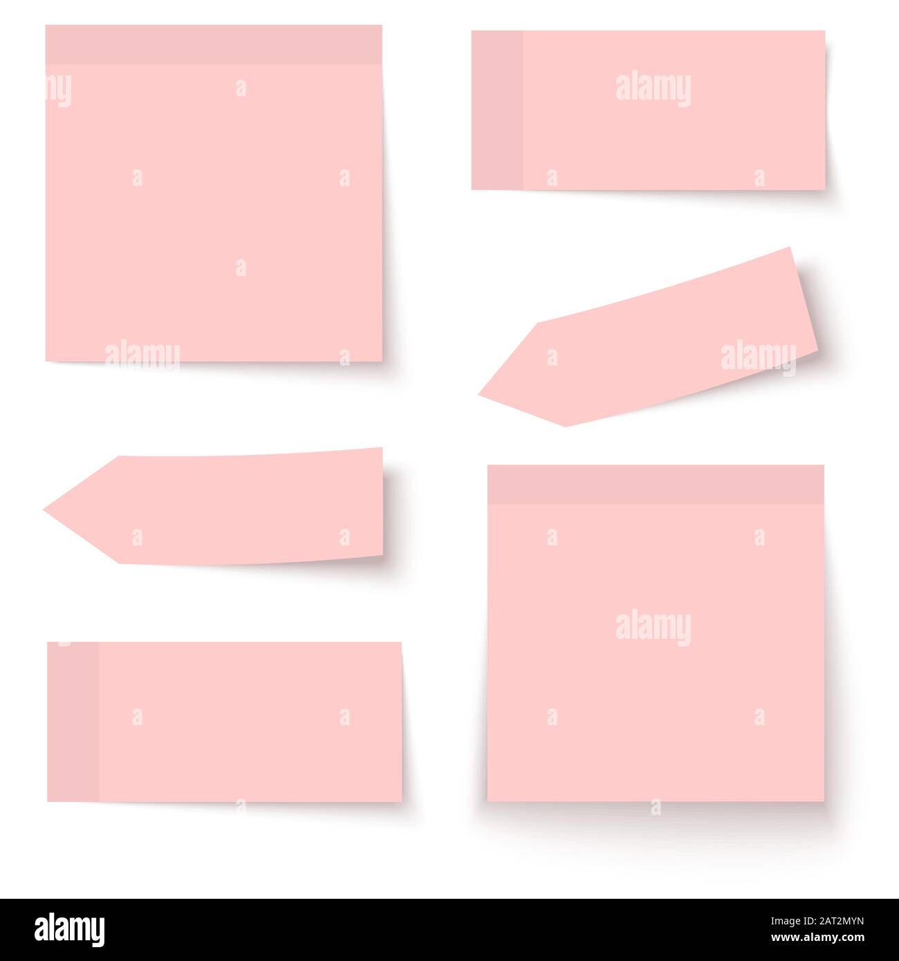 Raccolta di sei carte adesive con ombra in colore rosso Illustrazione Vettoriale