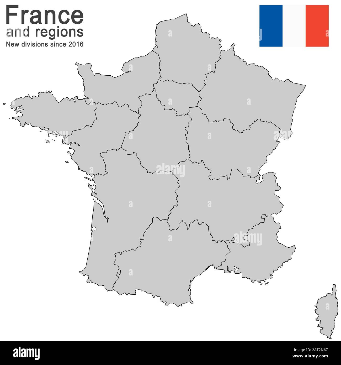 Silhouette di paese in Francia e nuove regioni dal 2016 Illustrazione Vettoriale