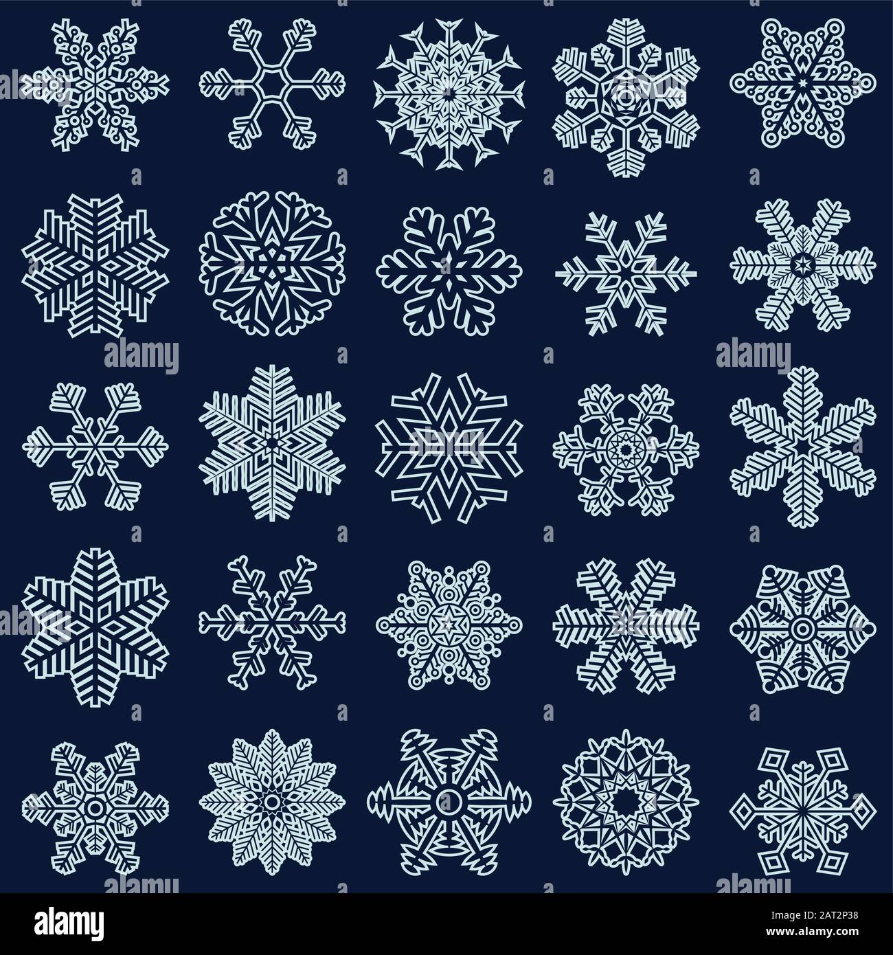 Grande raccolta di neve diverse stelle per il tempo di Natale Illustrazione Vettoriale