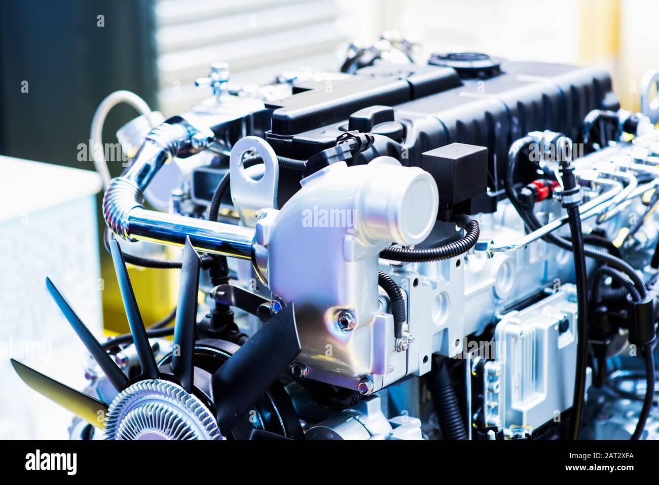 Moderno motore diesel utilizzato su industria marina closeup Foto Stock