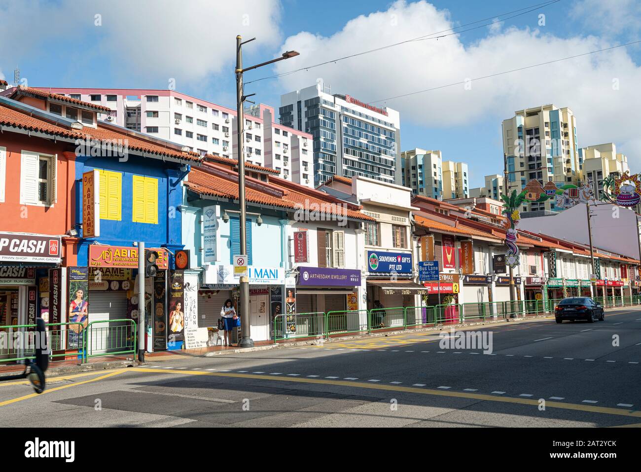 Singapore. Gennaio 2020. Una strada nel quartiere Little India Foto Stock