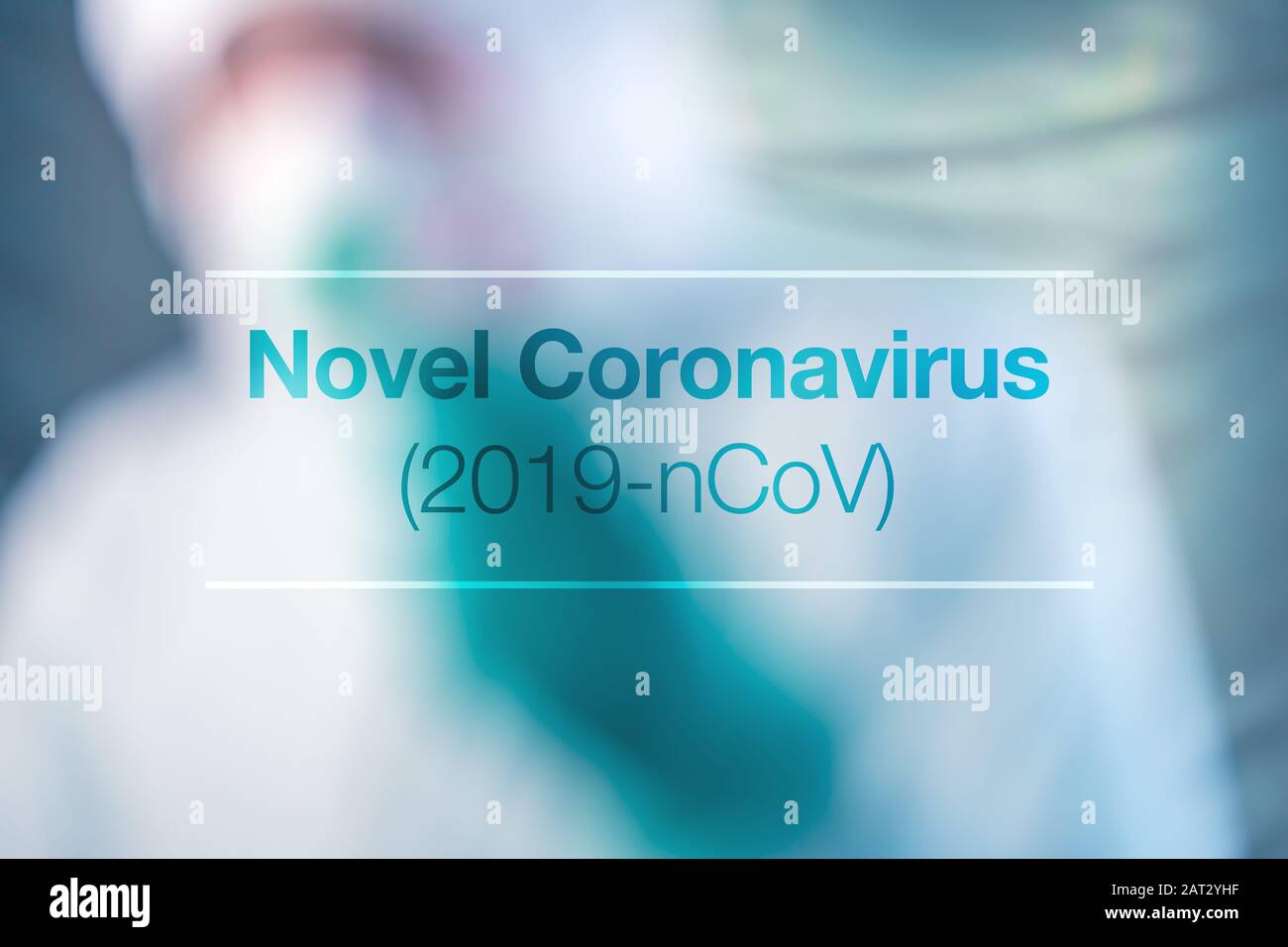 Il romanzo Coronavirus 2019-nCoV Concept con epidemiologo scienziato sfocato in background Foto Stock