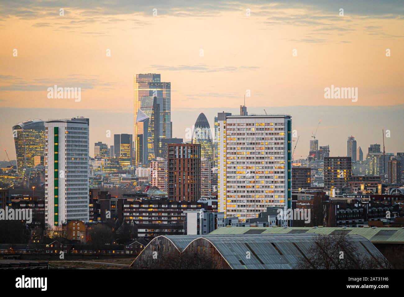 Skyline della città di Londra, Londra, Regno Unito Foto Stock