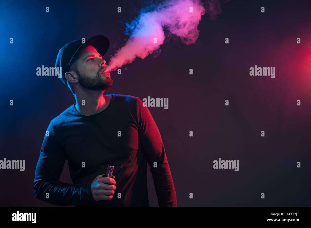 E-liquido aromatizzato al vapore di una sigaretta elettronica Foto Stock