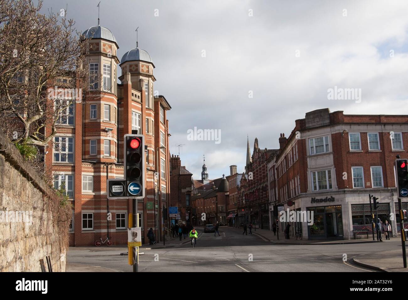 Una vista di Oxford Center da Hythe Bridge Street, Regno Unito Foto Stock