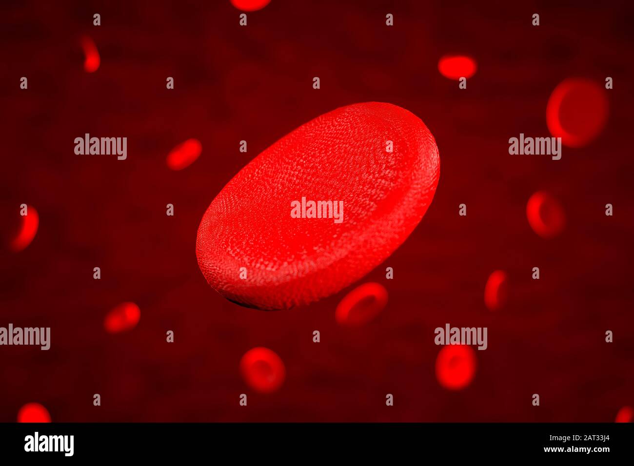 3d rendering di eritrociti o globuli rossi. 3D illustrazione dei globuli rossi. Foto Stock