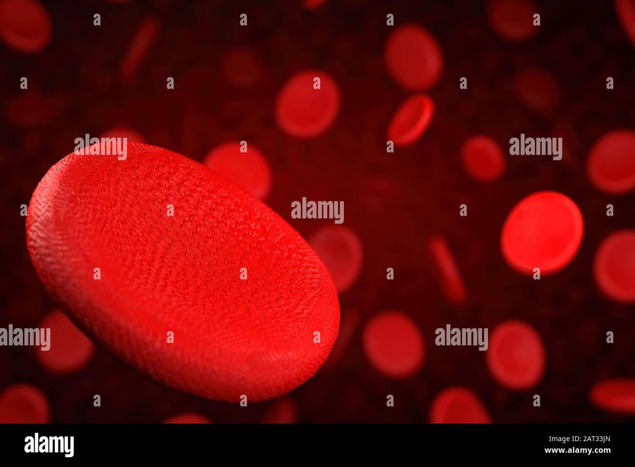 3d rendering di eritrociti o globuli rossi. 3D illustrazione dei globuli rossi. Foto Stock