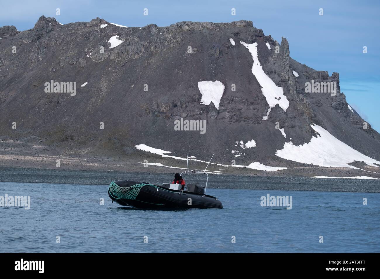 Spedizioni di atterraggio con gommoni (zodiacs) nella Penisola Antartica, Antartide Foto Stock