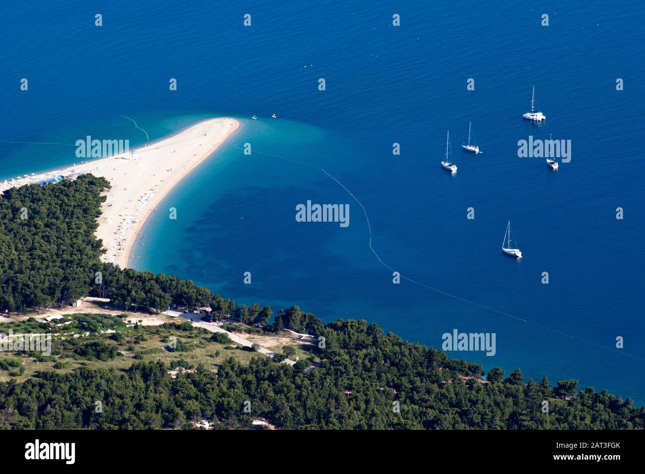 golden cape, famosa spiaggia sull'isola di Brac, vista da Vidova Gora Foto Stock