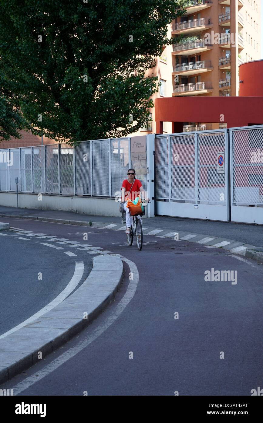 Pista Ciclistica, Quartiere Porta Nuova, Milano, Lombardia, Italia, Europa Foto Stock