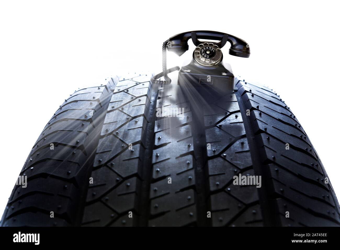 informazioni sul traffico - telefono e pneumatici Foto Stock