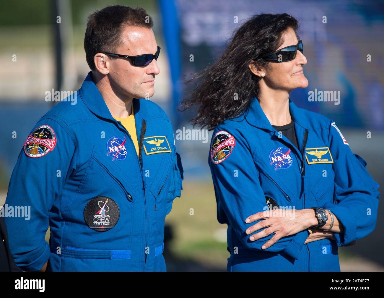 Kennedy SPACE CENTER, USA - 19 dic 2019 - gli astronauti della NASA Josh Cassada e Suni Williams, che sono assegnati a volare sul primo volo operativo di B. Foto Stock