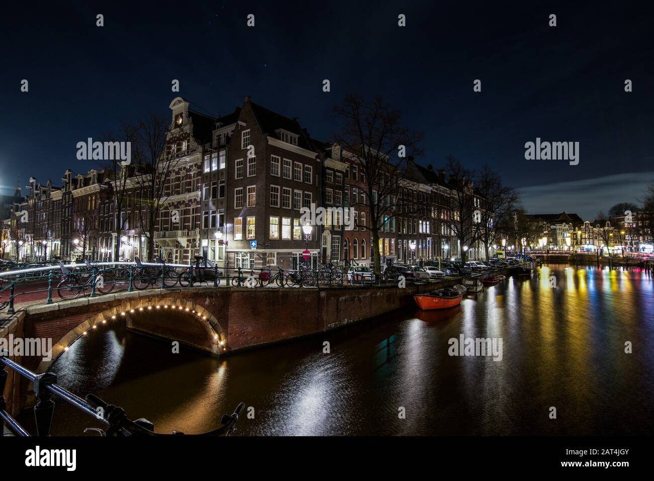 Notte Amsterdam, Dicembre 2019 Foto Stock