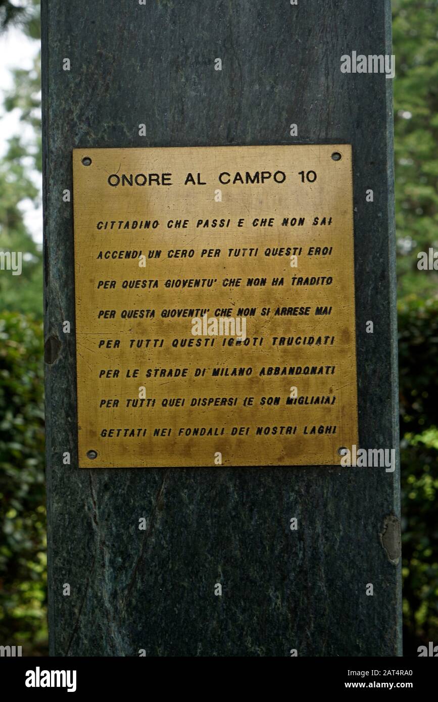 Campo 10, i combattenti fascisti della repubblica di Salò sono sepolti, cimitero del Cimitero maggiore, Musocco, Milano, Lombardia, Italia, Europa Foto Stock