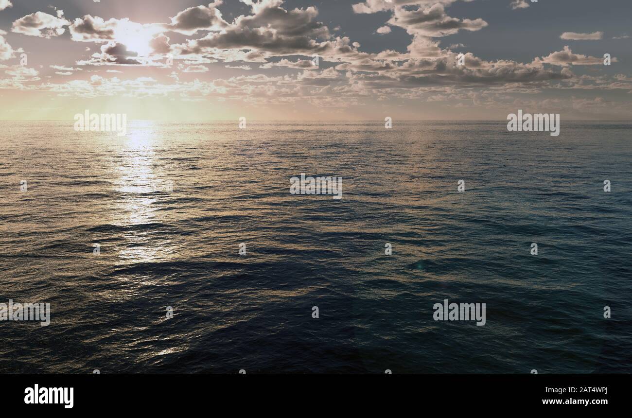 vista panoramica del bellissimo tramonto su un ampio oceano Foto Stock