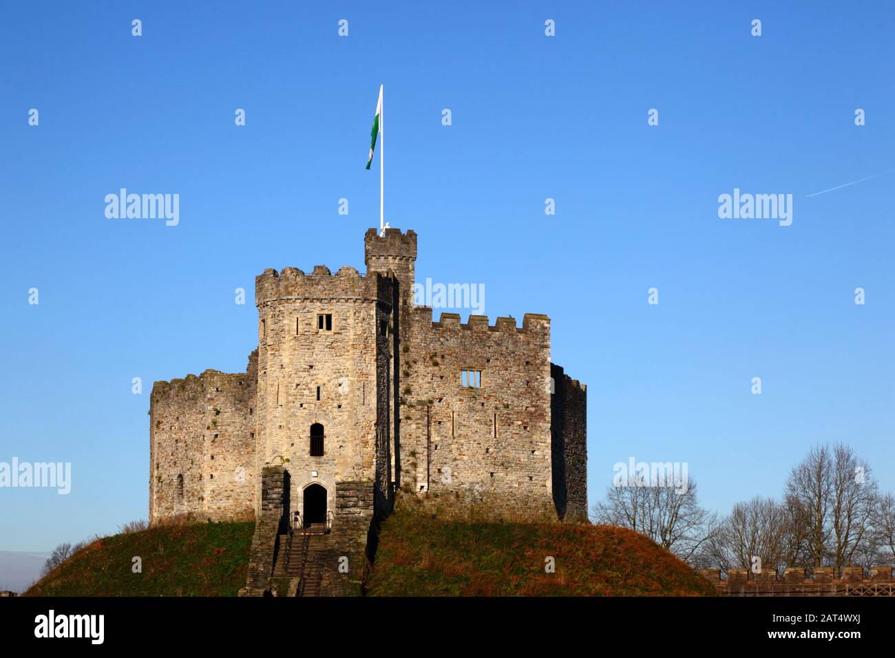 Norman Keep Di Cardiff Castle, Cardiff, Galles, South Glamorgan, Regno Unito Foto Stock