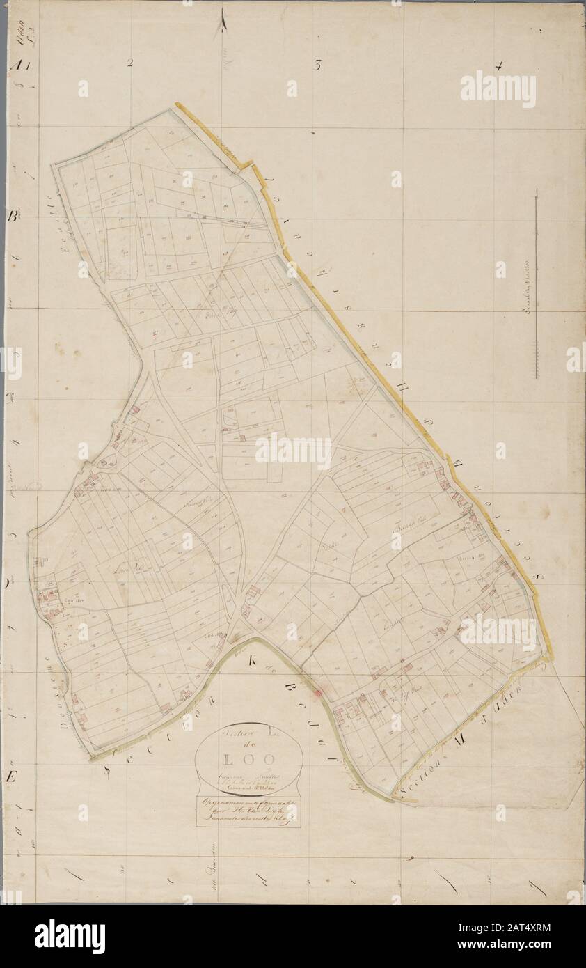 Cadasterkaart 1811 Uden Sezione L:3 De Loo (Con Vijfhuis in basso a destra); Foto Stock