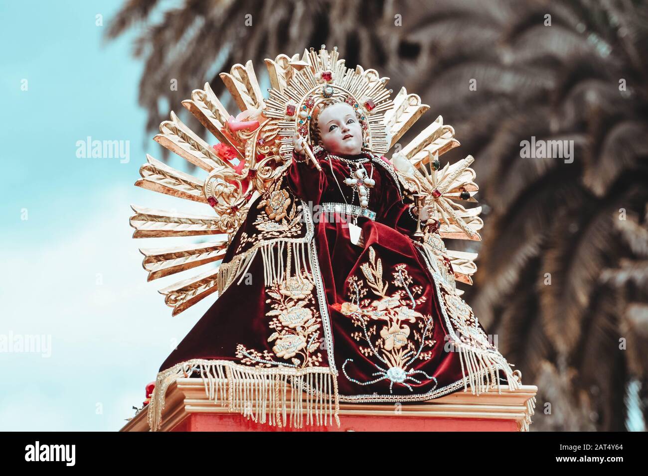 Desfile del Pase del niño viajero Cuenca, Ecuador Foto Stock