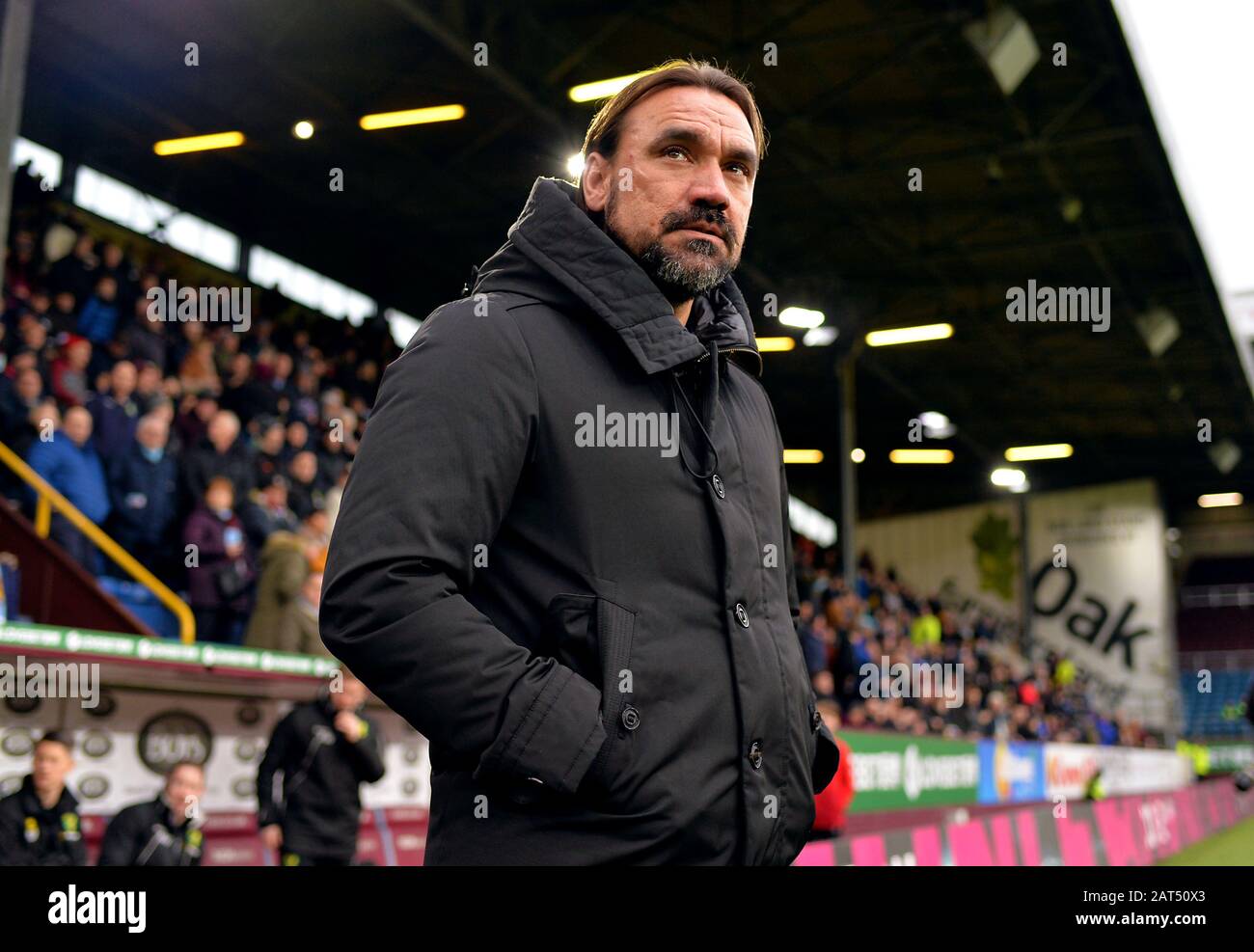 Il manager della città di Norwich Daniel Farke prima della quarta partita della fa Cup al Turf Moor, Burnley Foto Stock