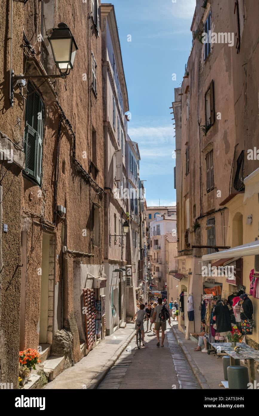 Rue Doria A Ville Haute (Città Alta) A Citadelle A Bonifacio, Corse-Du-Sud, Corsica, Francia Foto Stock