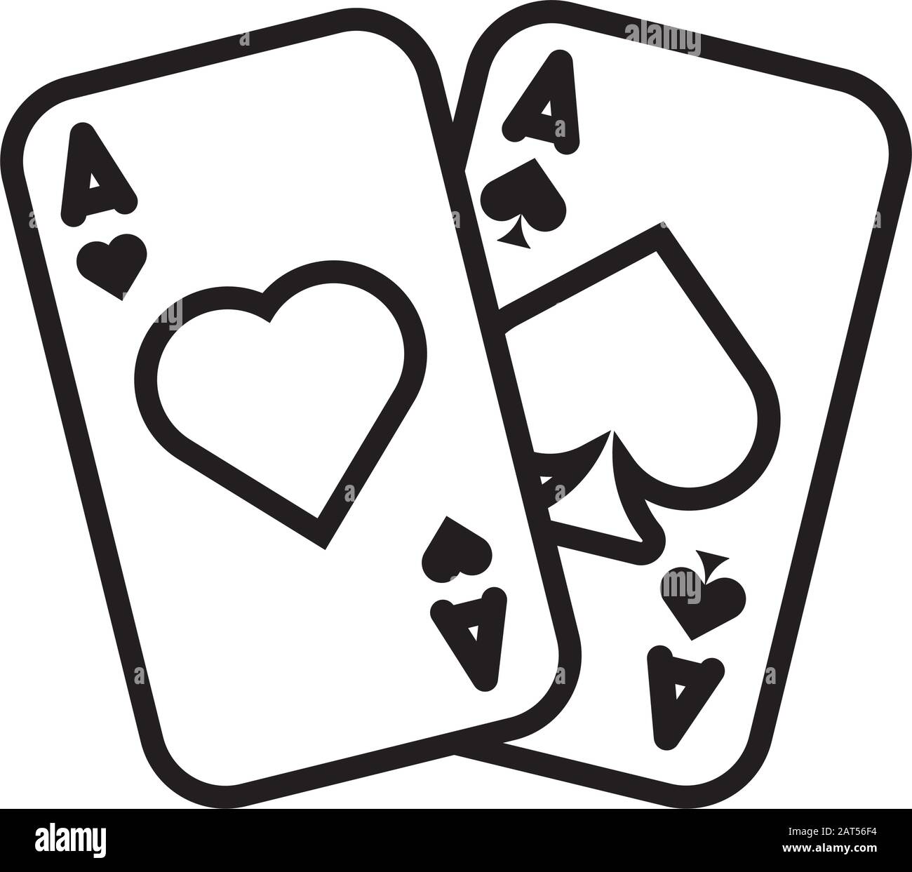 Casinò poker carte con cuori Illustrazione Vettoriale