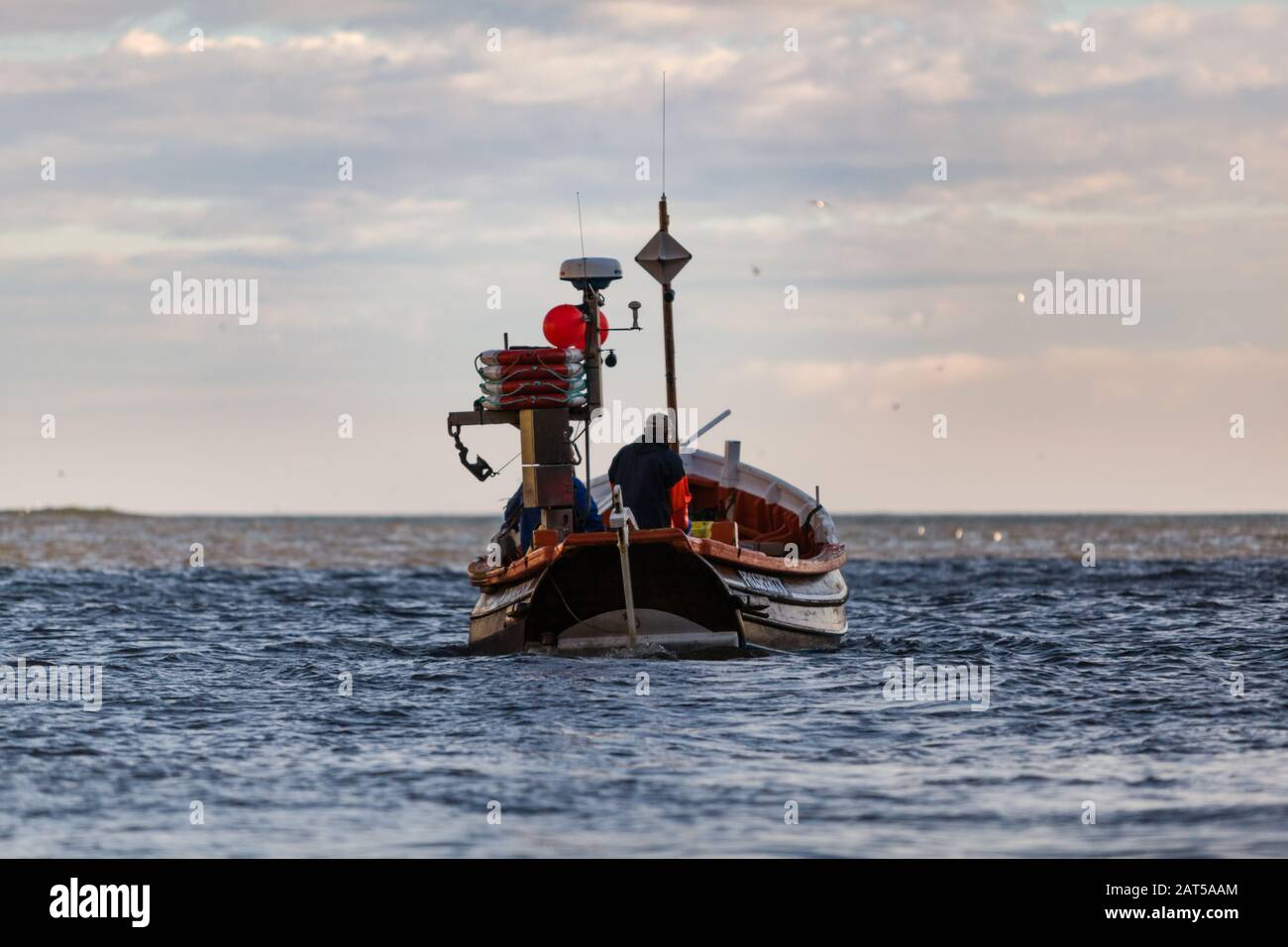 Lancio di barche da pesca da North Landing Foto Stock