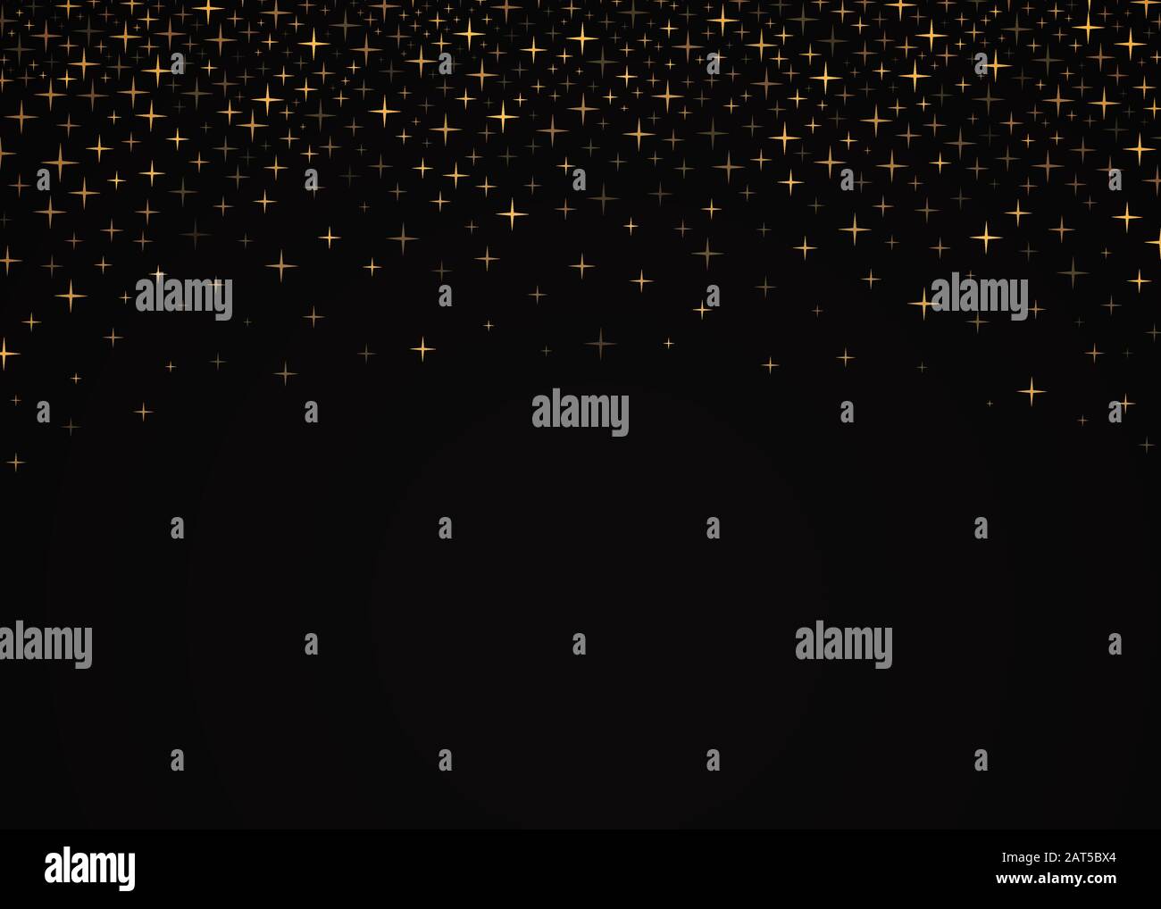 Vettore che splende stelle cadenti su sfondo nero. Design di lusso. Bordo con confetti a forma di stella dorata cadente. Illustrazione Vettoriale