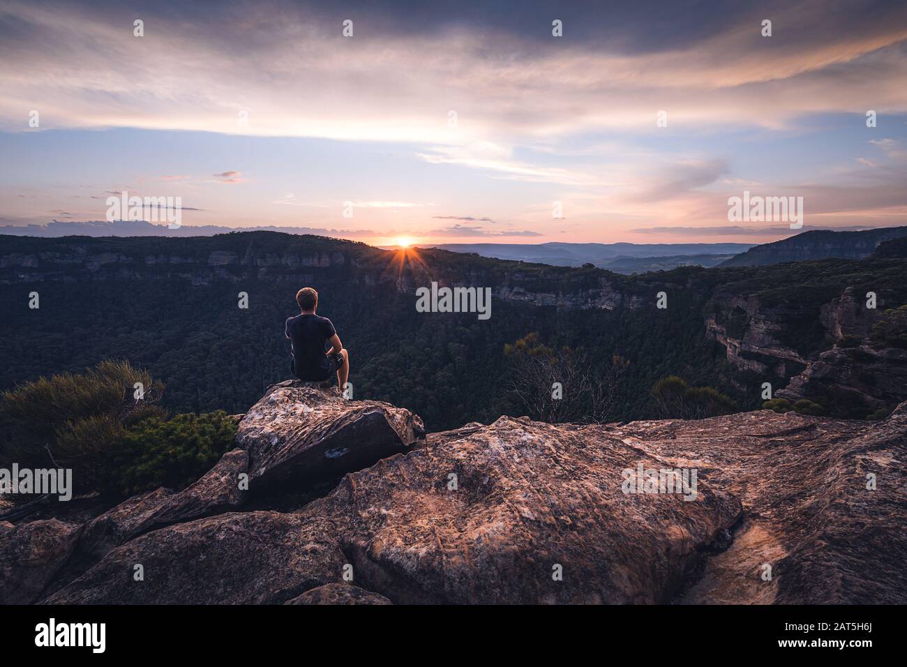 Tramonto paesaggio alle Blue Mountains, Australia Foto Stock