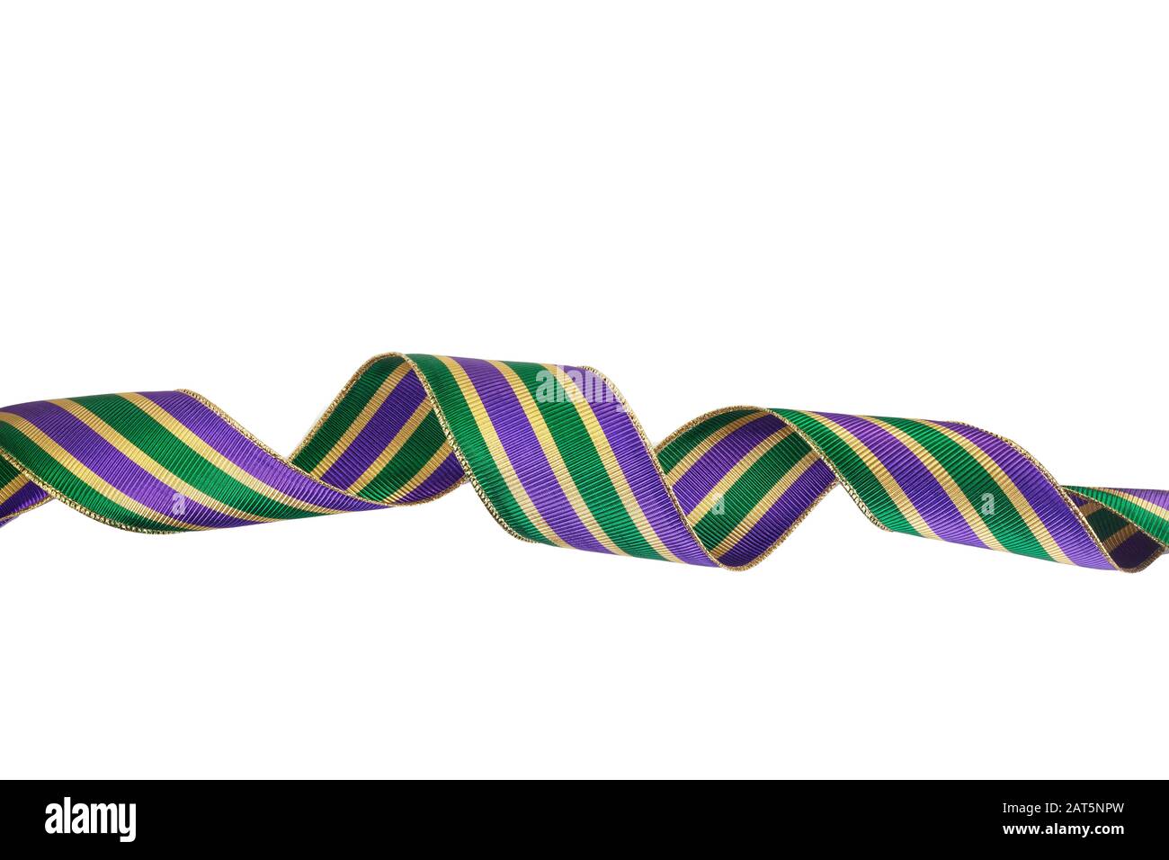 Nastro Mardi gras a tre colori isolato su sfondo bianco Foto Stock