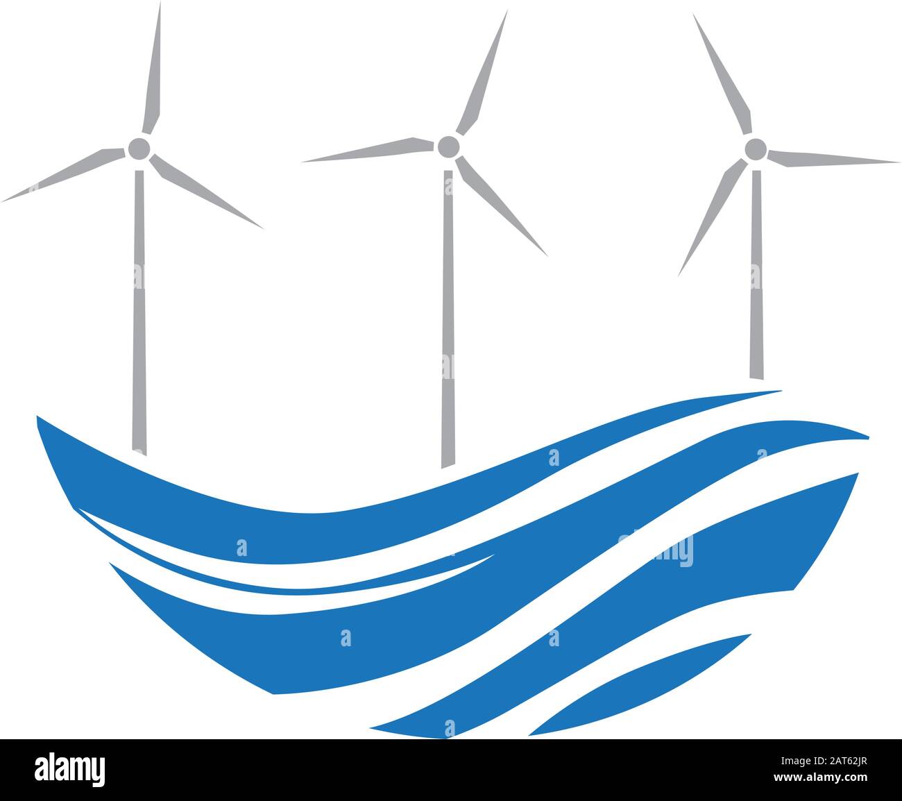 turbine eoliche e onde d'acqua Illustrazione Vettoriale