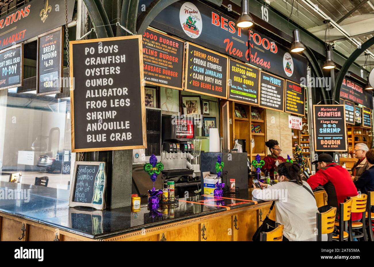 New Orleans French Market Bar and food, Louisiana, Stati Uniti. Foto Stock