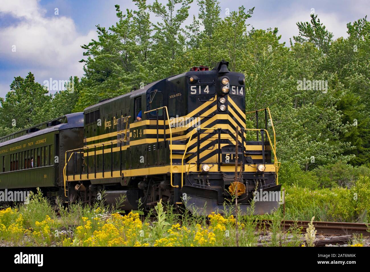 Locomotiva diesel-elettrica su Nickel Plate Road 514 nella collezione Steamtown National Historic Site a Scranton, Pennsylvania Foto Stock
