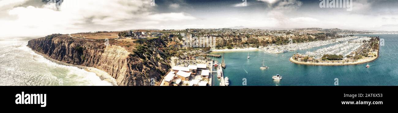 Incredibile vista panoramica aerea di Dana Point, California. Foto Stock