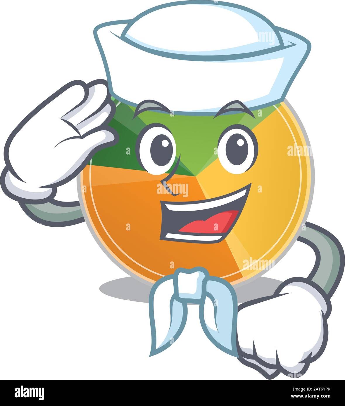 Un disegno mascotte del grafico a torta Sailor indossando cappello Illustrazione Vettoriale