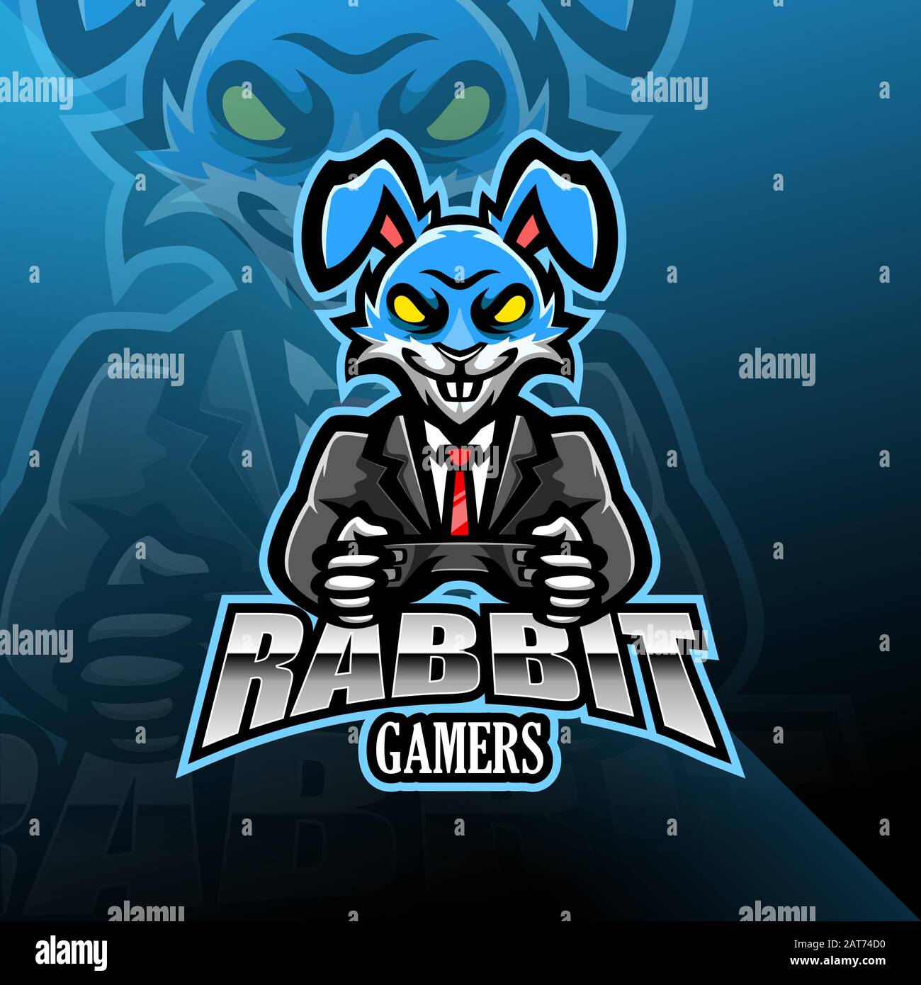 Coniglio mascotte esporte logo design Illustrazione Vettoriale