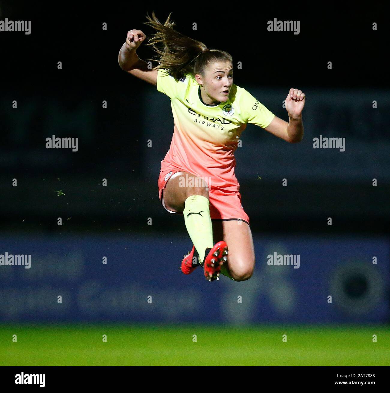 Borehamwood, INGHILTERRA - 29 GENNAIO: Georgia Stanway of Manchester City WFC durante la partita semi-finale della Coppa continentale tra le donne dell'Arsenal e le donne della città di Manchester al Meadow Park Stadium il 29 gennaio 2020 a Borehamwood, Inghilterra. (Foto di AFS/Espa-Images) Foto Stock