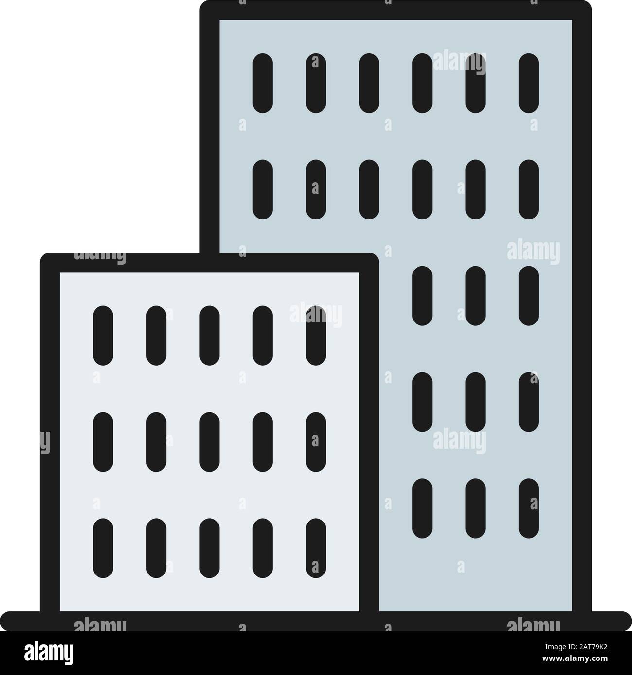 Edifici di appartamenti, icona di linea piatta di colore immobiliare. Illustrazione Vettoriale