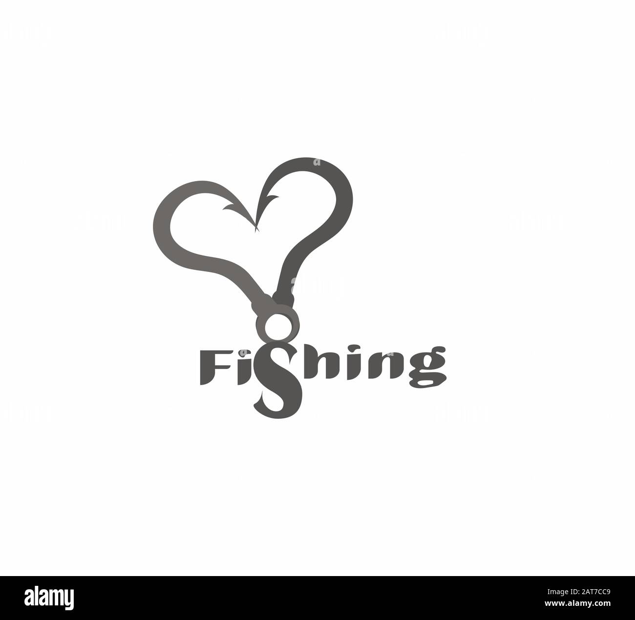 Icona della pesca vettoriale grigia - bellissimo logo di design piatto per aziende e siti web. Logo creativo con battute di pesca da chiudere Illustrazione Vettoriale