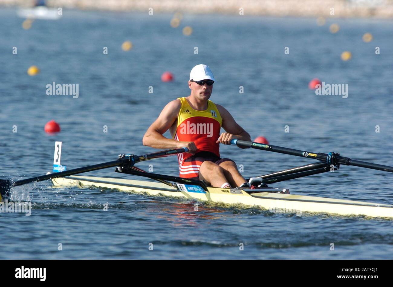 20040814 Giochi Olimpici Atene Grecia [Aratura] Photo Peter Spurrier Bel M1x Tim Maeyens Email; Images@Intersport-Images.com Tel +44 7973 819 551 T [Mandatory Credit Peter Spurrier/ Intersport Images] Foto Stock