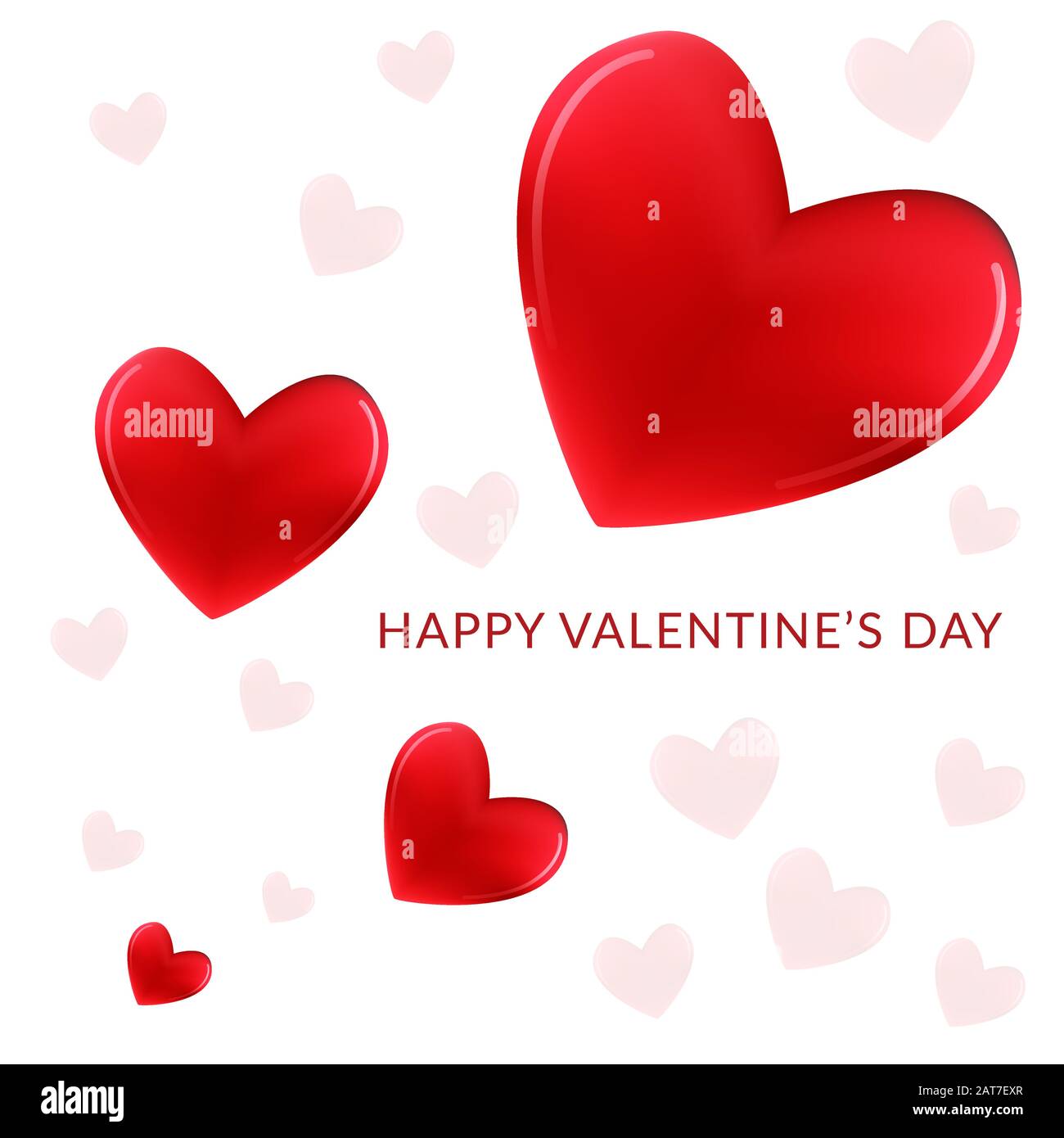 Carta Happy Valentines. Concetto di cuori. Composizione romantica. Illustrazione Vettoriale