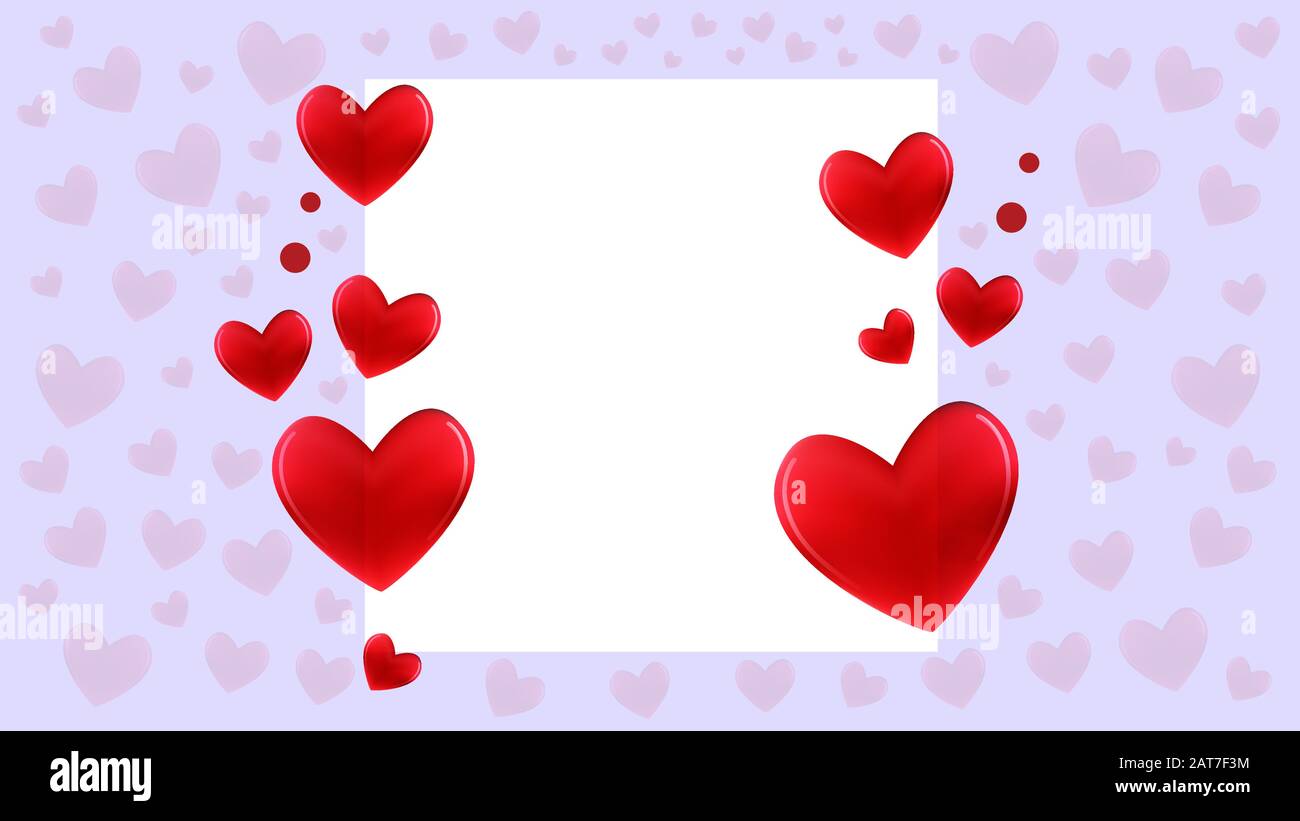Carta cuore Valentines con spazio vuoto. Concetto di cuori. Composizione romantica. Illustrazione Vettoriale