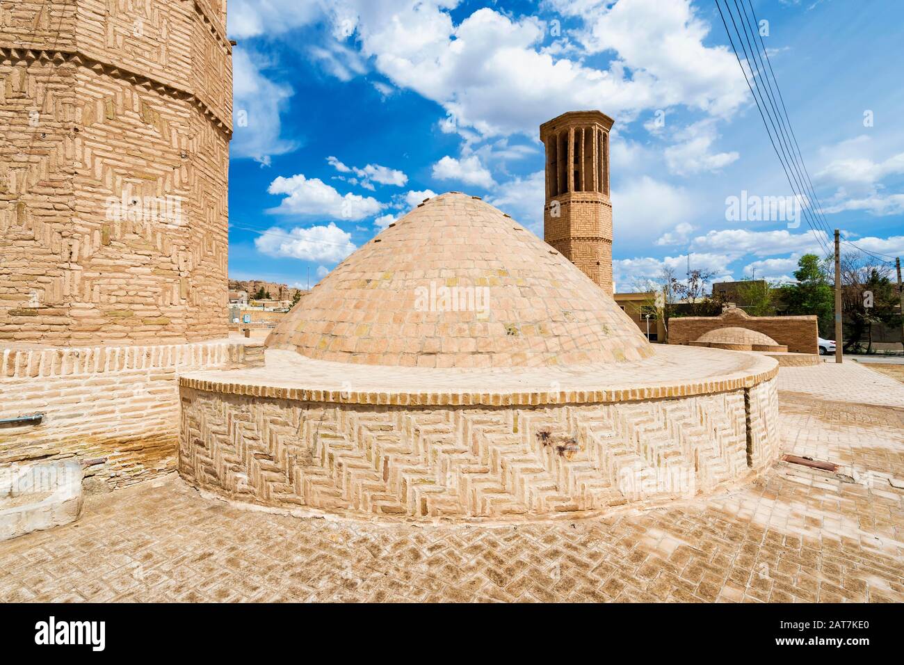 Torre del vento e bacino idrico, Na'in, Provincia di Isfahan, Iran Foto Stock
