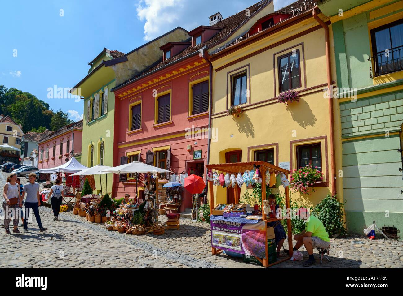 San Scarii nel centro storico di Sighisoara, Transilvania, Romania Foto Stock