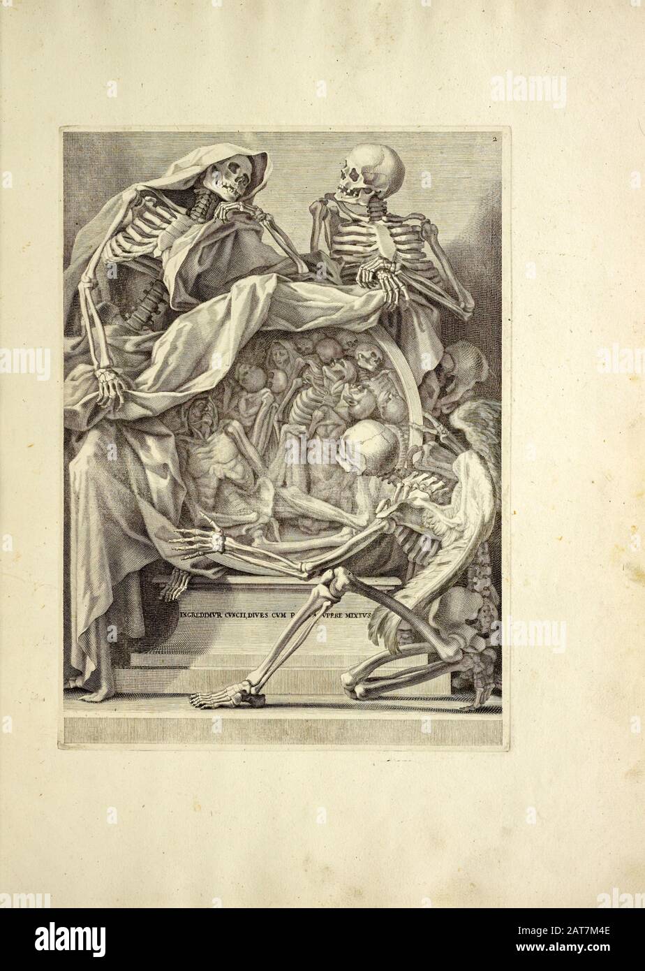 Stampa in legno all'apertura del libro Anatomia umana di Anatomia per uso et intelligenza del malato stampato a Roma nel 1691 Foto Stock