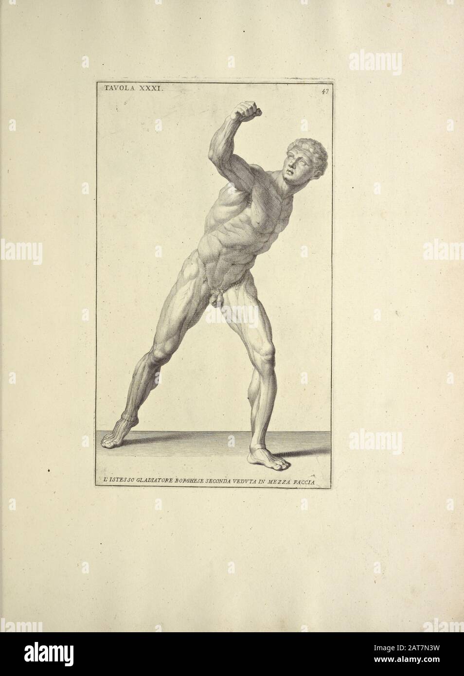 Stampa in legno frontale maschile integrale di Anatomia umana da Anatomia per uso et intelligenza del malato stampato a Roma nel 1691 Foto Stock