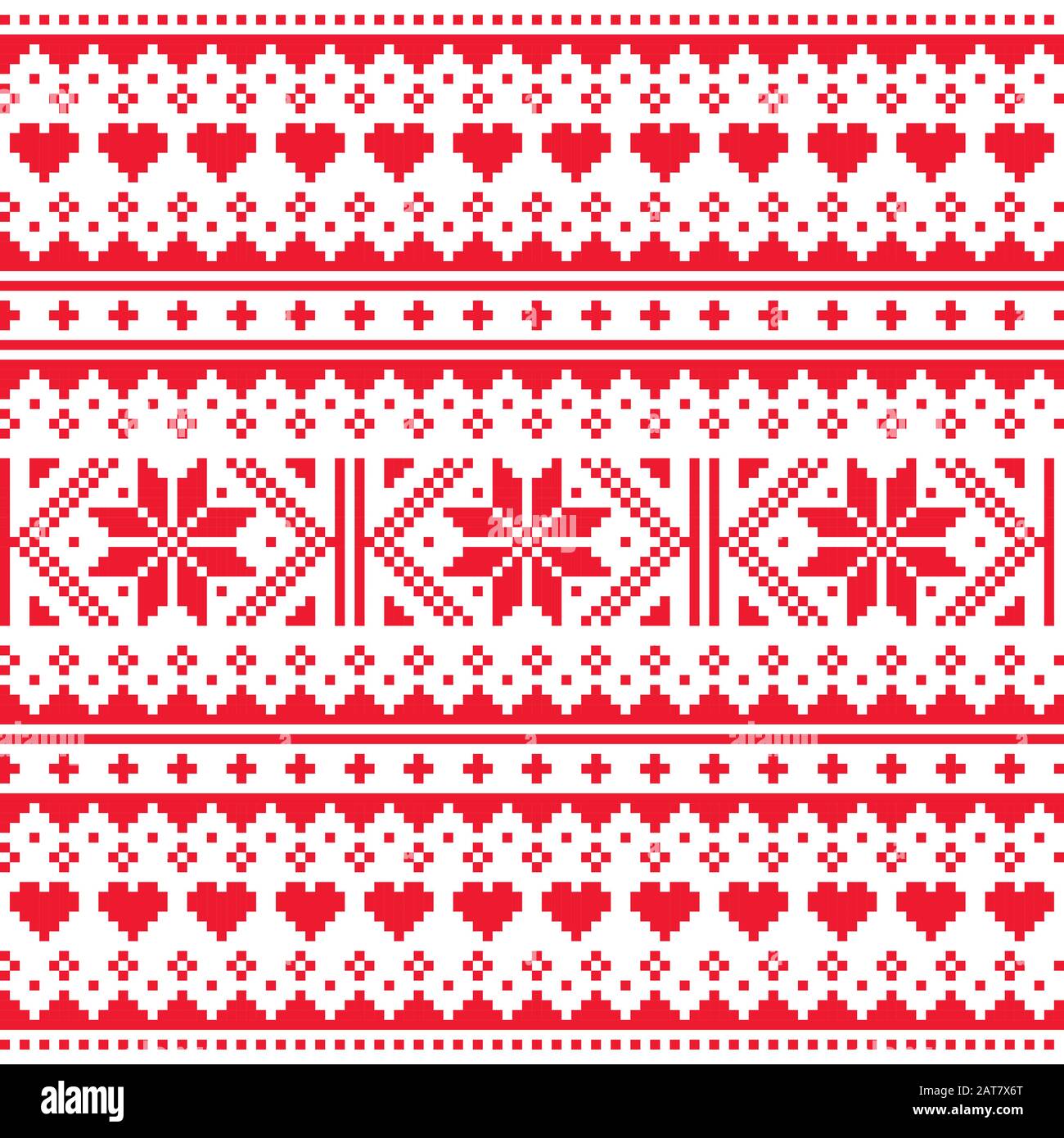 Amore, San Valentino maglia vettore senza cuciture motivo - stile Fair Isle tradizionale maglia design con cuori Illustrazione Vettoriale